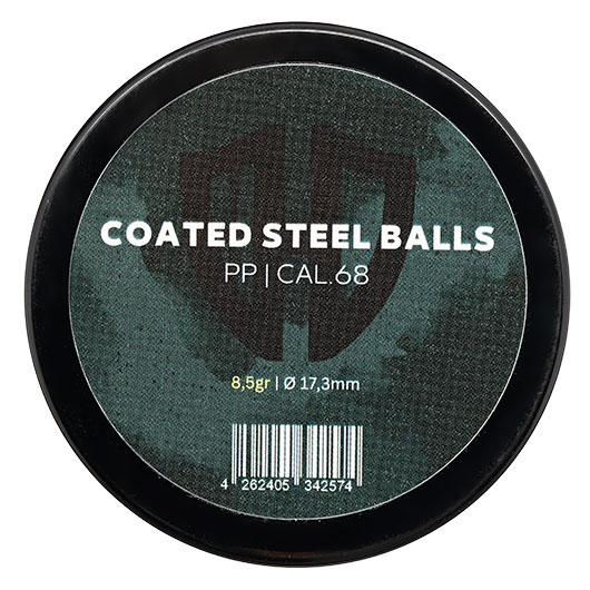 Coated Steel Balls Kaliber .68 mit Kunststoffmantel 8,5g oliv 20er Dose Bild 3