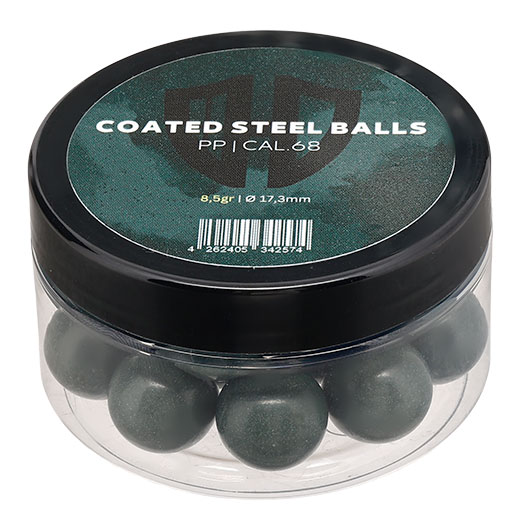 Coated Steel Balls Kaliber .68 mit Kunststoffmantel 8,5g oliv 20er Dose Bild 4