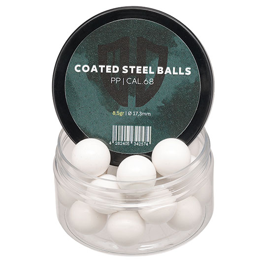 Coated Steel Balls Kaliber .68 mit Kunststoffmantel 8,5g weiss 20er Dose Bild 1