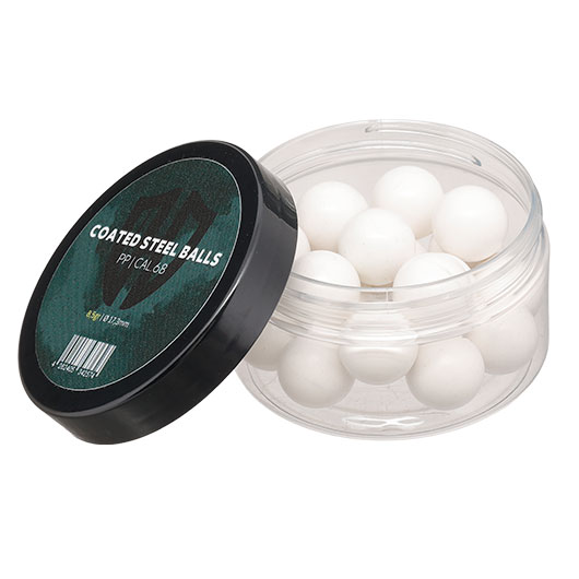 Coated Steel Balls Kaliber .68 mit Kunststoffmantel 8,5g weiss 20er Dose Bild 2