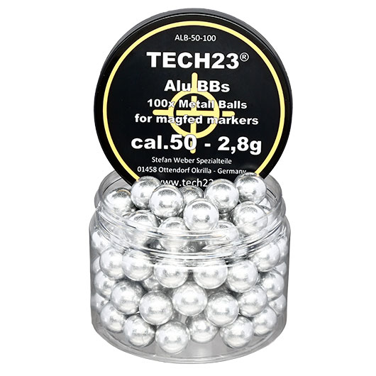Tech23 Aluminium Kugeln 2,8g Kaliber .50 silber 100er Dose Bild 1