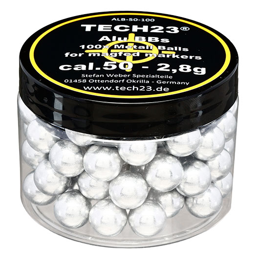 Tech23 Aluminium Kugeln 2,8g Kaliber .50 silber 100er Dose Bild 4