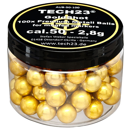 Tech23 Gold-Shot extra harte Aluminium Kugeln 2,8g Kaliber .50 goldfarben 100er Dose Bild 4