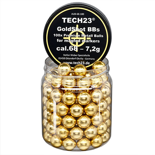 Tech23 Gold-Shot extra harte Aluminium Kugeln 7,2g Kaliber .68 goldfarben 100er Dose Bild 1