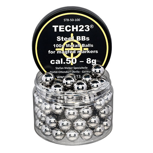Tech23 Chromstahlkugeln 8g Kaliber .50 silber 100er Dose Bild 1