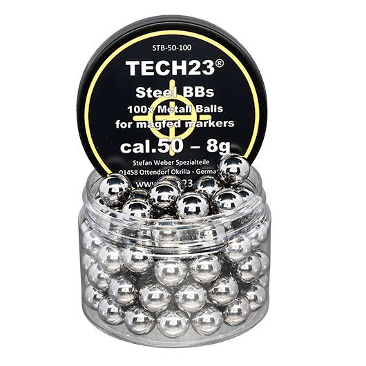 Tech23 Chromstahlkugeln 8g Kaliber .50 silber 100er Dose Bild 1