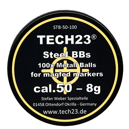 Tech23 Chromstahlkugeln 8g Kaliber .50 silber 100er Dose Bild 3