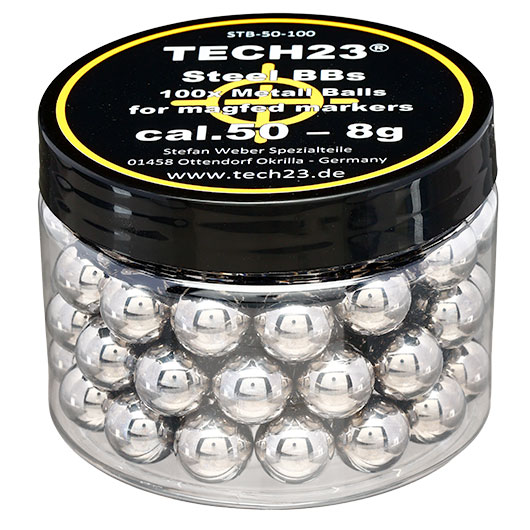 Tech23 Chromstahlkugeln 8g Kaliber .50 silber 100er Dose Bild 4