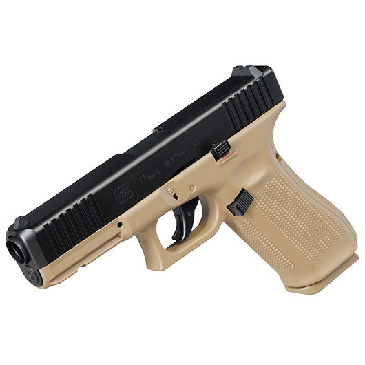 Glock 17 Gen.5 T4E mit Metallschlitten CO2-RAM Pistole Kal. .43 schwarz / coyote French Edition Bild 10