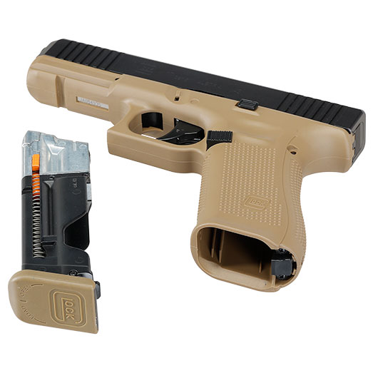Glock 17 Gen.5 T4E mit Metallschlitten CO2-RAM Pistole Kal. .43 schwarz / coyote French Edition Bild 6