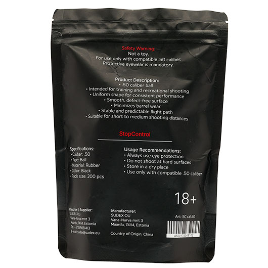Borner StopControl Rubber Balls Gummikugeln Kal. .50 1,2 g schwarz 200er Beutel Bild 1