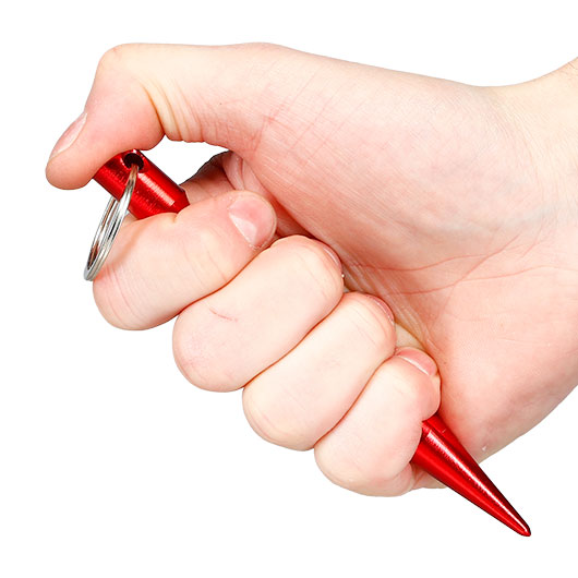 Kubotan gewellt mit Schl�sselring rot Bild 7