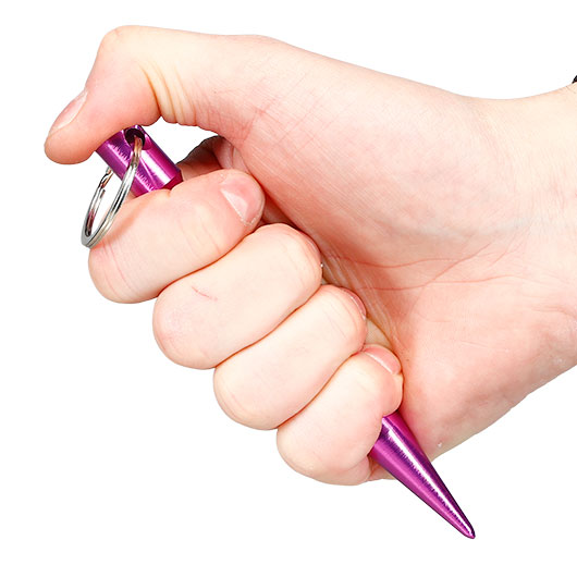 Kubotan gewellt mit Schl�sselring lila-violett Bild 7