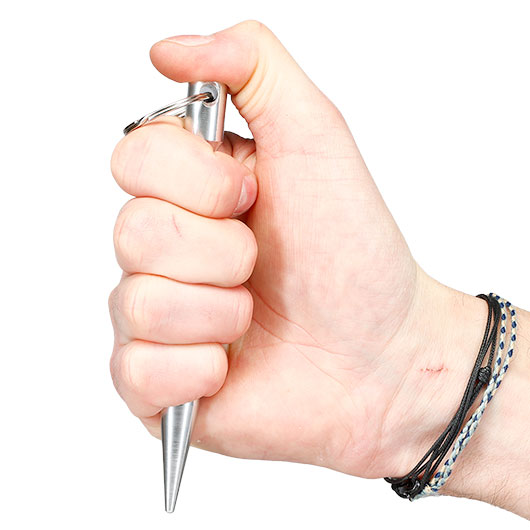 Kubotan gewellt mit Schl�sselring silber Bild 6