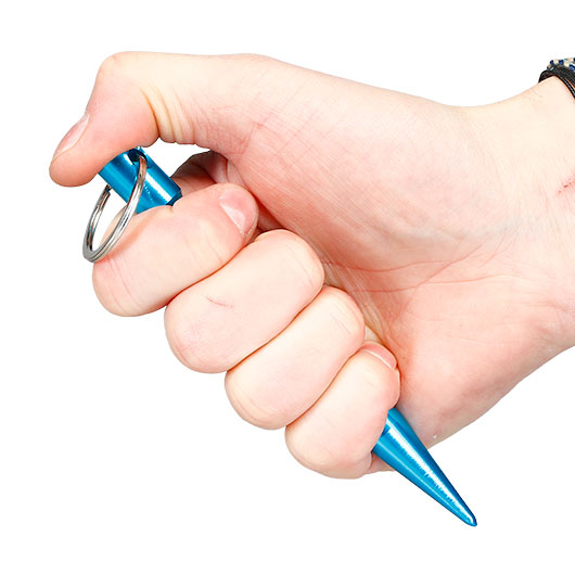 Kubotan gewellt mit Schl�sselring hellblau Bild 7