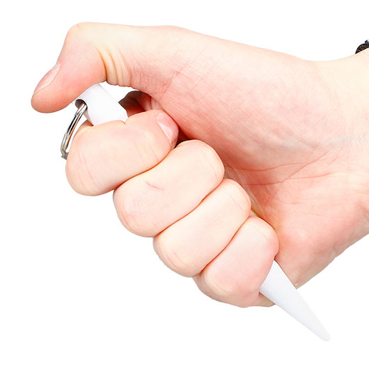 Kubotan gewellt mit Schl�sselring wei� Bild 7