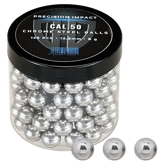 Precision Impact Chromstahlkugeln 8g Kaliber .50 silber 125er Dose