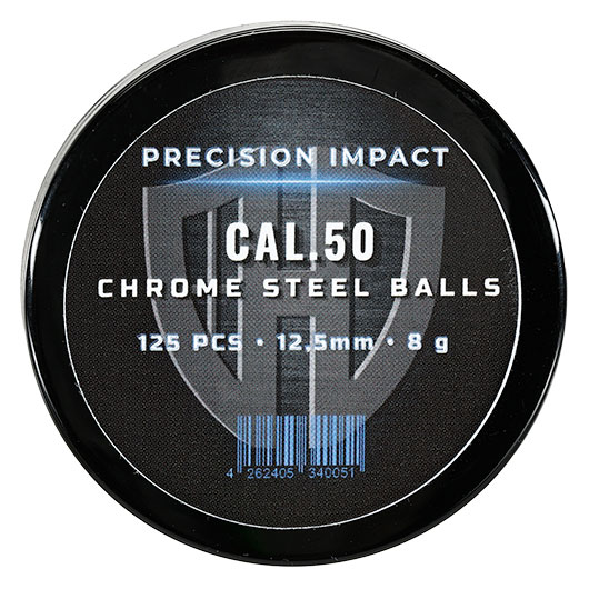 Precision Impact Chromstahlkugeln 8g Kaliber .50 silber 125er Dose Bild 3