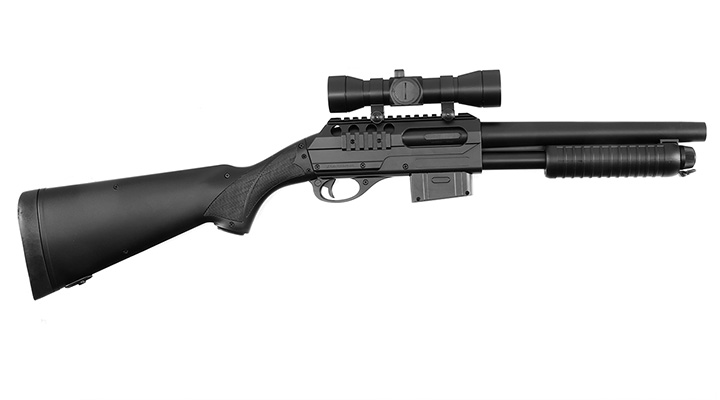 D.E. M3000 Gewehr-Shotgun inkl. Red-Cross Zielgert Springer 6mm BB schwarz Bild 2