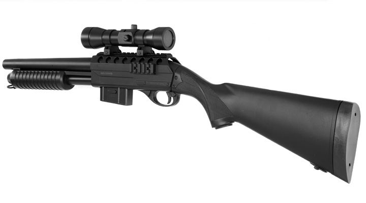 D.E. M3000 Gewehr-Shotgun inkl. Red-Cross Zielgert Springer 6mm BB schwarz Bild 9
