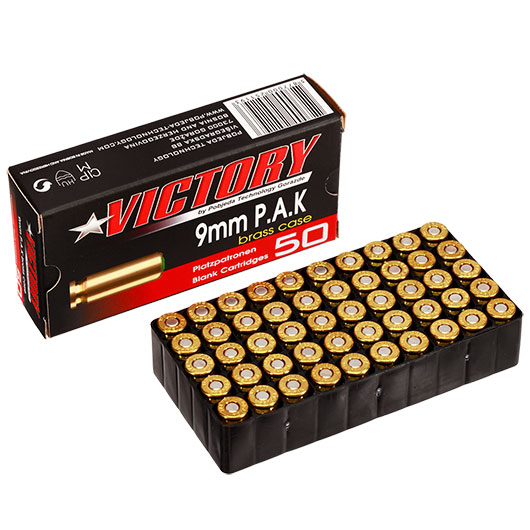 Victory Pobjeda Knallpatronen Messinghlsen Kal. 9mm P.A.K. 50 Stck Bild 7
