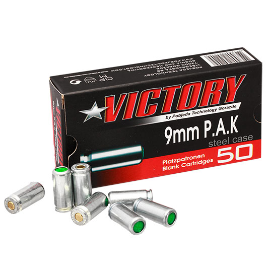 Victory Knallpatronen Kal. 9mm P.A.K. mit Stahlhlse 50 Stck
