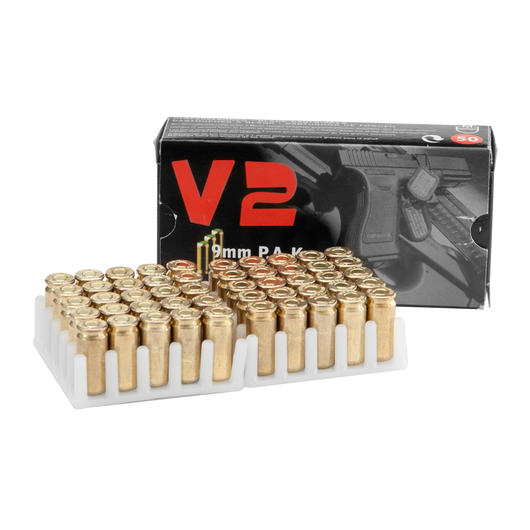 Pobjeda Knallpatronen vermessingt V2 Gold 9mm P.A.K. 50 Stck