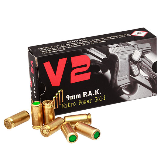 Pobjeda Knallpatronen vermessingt V2 Gold 9mm P.A.K. 50 Stck