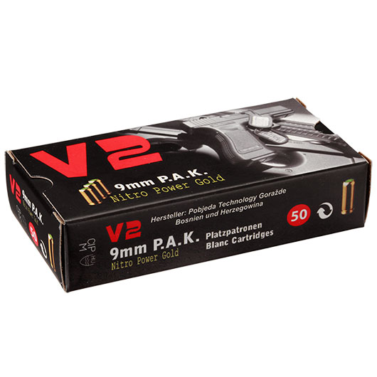Pobjeda Knallpatronen vermessingt V2 Gold 9mm P.A.K. 50 Stck Bild 5