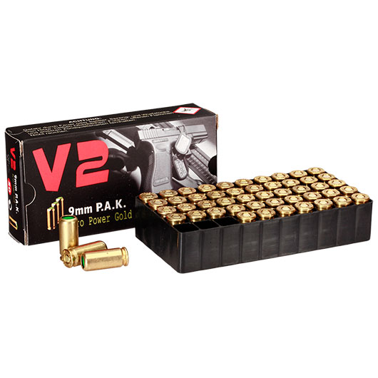 Pobjeda Knallpatronen vermessingt V2 Gold 9mm P.A.K. 50 Stck Bild 7