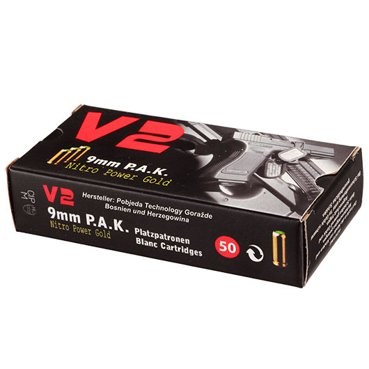 Pobjeda Knallpatronen vermessingt V2 Gold 9mm P.A.K. 50 Stck Bild 8