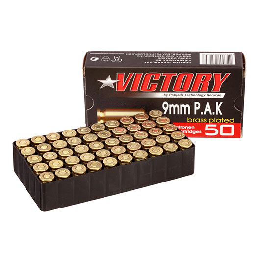 Victory Knallpatronen Kal. 9mm P.A.K. mit vermessingter Stahlhlse 50 Stck