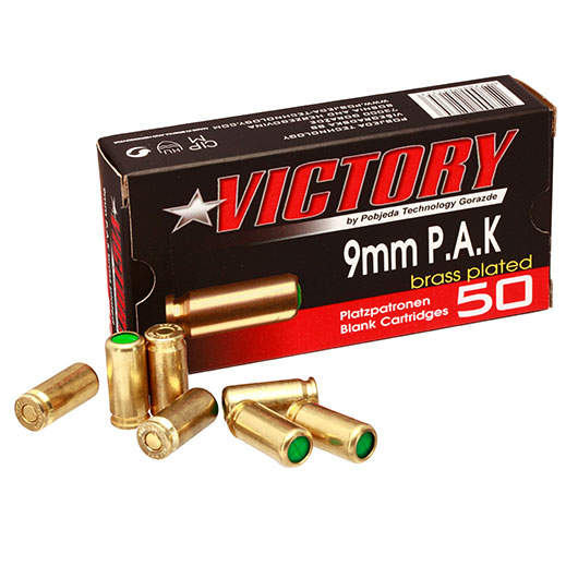 Victory Knallpatronen Kal. 9mm P.A.K. mit vermessingter Stahlhlse 50 Stck Bild 2