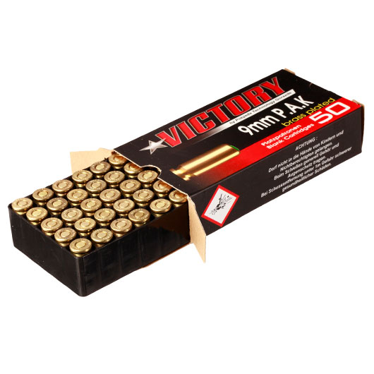 Victory Knallpatronen Kal. 9mm P.A.K. mit vermessingter Stahlhlse 50 Stck Bild 3
