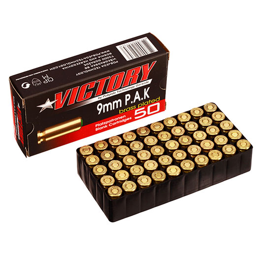 Victory Knallpatronen Kal. 9mm P.A.K. mit vermessingter Stahlhlse 50 Stck Bild 7