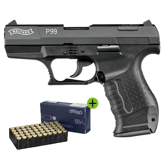 Walther P99 Schreckschuss Pistole 9mm P.A.K. schwarz inkl. Walther Platzpatronen