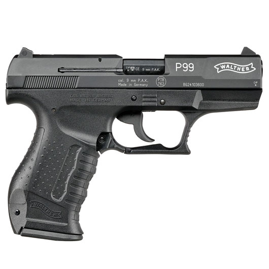 Walther P99 Schreckschuss Pistole 9mm P.A.K. schwarz inkl. Walther Platzpatronen Bild 3