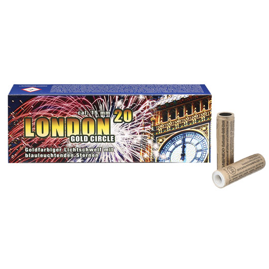London Gold Circle Signalmunition 20 Stck goldener Schweif blaue Sterne Bild 2