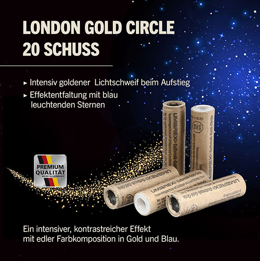 London Gold Circle Signalmunition 20 St�ck goldener Schweif blaue Sterne Bild 1