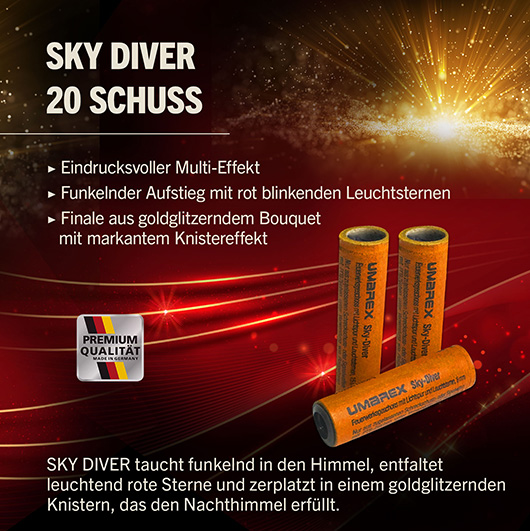  Sky Diver Signaleffekte mit Knistereffekt und Leuchtsternen 20 St�ck Bild 1