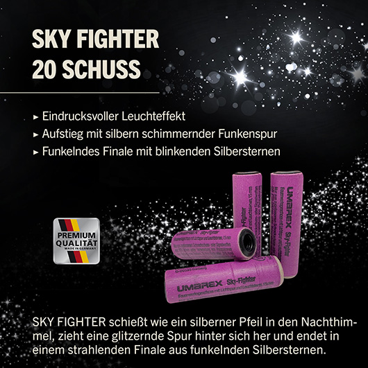 Sky Fighter Signaleffekte mit silber leuchtendem Lichtschweif 20 St�ck f�r Schreckschusswaffen Bild 1