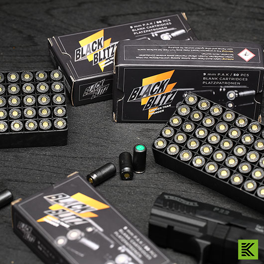 Pobjeda Black Blitz Knallpatronen 9mm P.A.K. schwarze Messinghlse 50 Schuss Bild 4