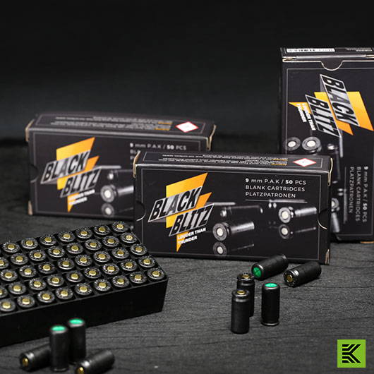 Pobjeda Black Blitz Knallpatronen 9mm P.A.K. schwarze Messinghlse 50 Schuss Bild 5