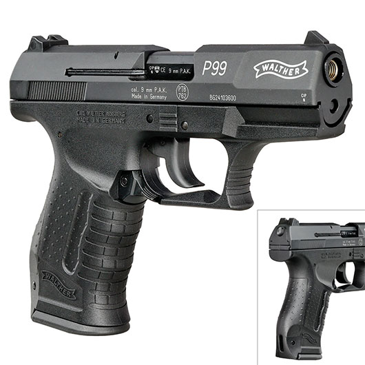 Walther P99 Schreckschuss Pistole Kal. 9mm P.A.K. brniert + 50 Schuss Skullfire Platzpatronen Bild 9