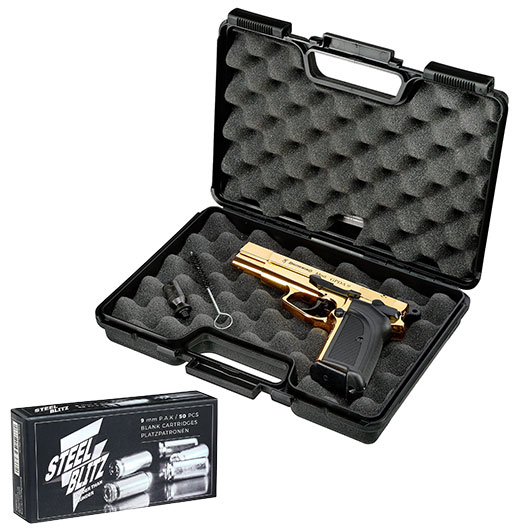 Browning GPDA9 Schreckschuss Pistole 9mm P.A.K. gold finish + 50 Schuss Pobjeda Steel Blitz Bild 4
