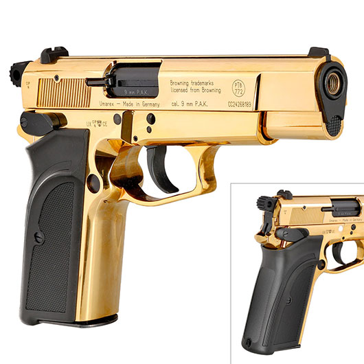 Browning GPDA9 Schreckschuss Pistole 9mm P.A.K. gold finish + 50 Schuss Pobjeda Steel Blitz Bild 9