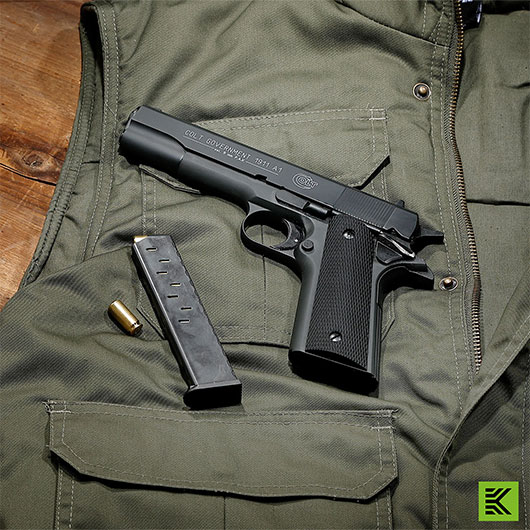 Colt Government 1911 A1 Schreckschusspistole Kal. 9mm P.A.K. brniert + 50 Schuss Pobjeda Steel Blitz Bild 1