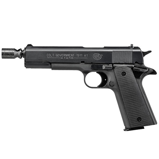 Colt Government 1911 A1 Schreckschusspistole Kal. 9mm P.A.K. brniert + 50 Schuss Pobjeda Steel Blitz Bild 10