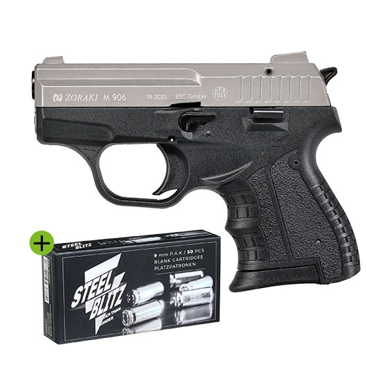 Zoraki 906 Schreckschusspistole 9mm P.A.K. titan inkl. 50 Schuss Pobjeda Steel Blitz Platzpatronen