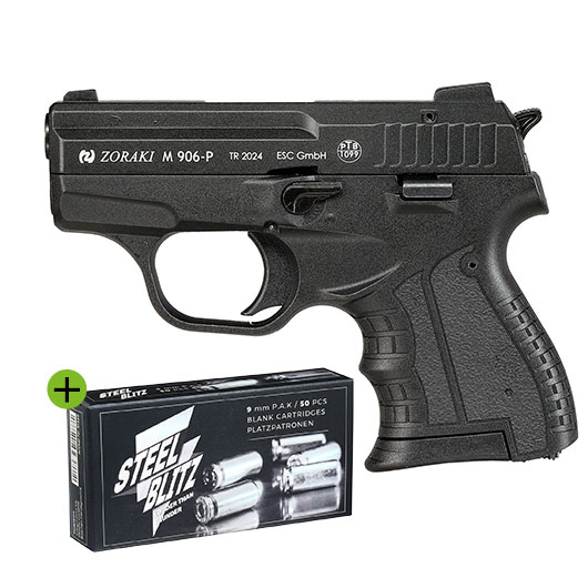 Zoraki Schreckschusspistole 906 Kal. 9mm P.A.K. brniert inkl. 50 Schuss Pobjeda Steel Blitz